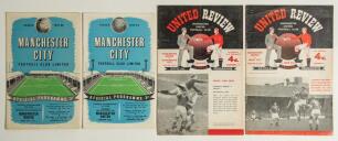 The Manchester Derby. Manchester City v Manchester United. Seasons 1957/58 & 1958/59. League Division 1. Four original official &lsquo;home&rsquo; and &lsquo;away&rsquo; programmes for League matches played at Maine Road 28th December 1957 (Vol. 52 no. 13, loose field of play pa