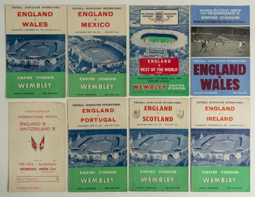 England and Scotland international programmes 1956-1968. Fifteen original programmes. England &lsquo;B&rsquo; v Switzerland &lsquo;B&rsquo;, The Dell, Southampton 21st March 1956. Listed for the England team are Manchester United players, Duncan Edwards, Tommy Taylor and David P