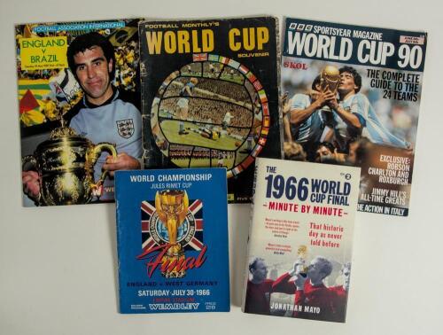 World Cup England 1966. Official souvenir programme for the Final played at Wembley Stadium, England v West Germany, 30th July 1966. England players&rsquo; names and scorers annotated in ink to centre pages. Some wear, otherwise in good condition. Sold with &lsquo;Th