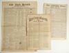 Cricket reports in newspapers 1853-1894. Three original and complete copies of newspapers. &lsquo;The York Herald&rsquo;, 1651Saturday 10th December 1853. p6 columns 3-5 carries a lengthy report on the &lsquo;Annual Dinner of the York Cricket Club&rsquo;. Duty stamp to lower rig