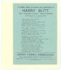 Albert Craig. &lsquo;Cricket Rhymester&rsquo; c.1900s. Original single page broadsheet of a poem in four six-line stanzas by Craig titled &lsquo;A kindly token of esteem and admiration to Harry Butt, the fearless Sussex wicket-keeper&rsquo;. The page, with light horizontal and v