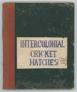 West Indies. &lsquo;Intercolonial Cricket Matches 1871-1950&rsquo;. Scrap/ exercise book comprising a comprehensive statistical analysis, both handwritten and cuttings laid down, of matches played between West Indies countries for the period, including a list of cent