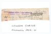 Hanson &lsquo;Sammy&rsquo; Carter. New South Wales & Australia 1897-1925. Signature in ink of Carter to top corner of a fragment of an envelope loose mounted to small white card. The signature partially overprinted by a Sydney postmark, otherwise in good condition.