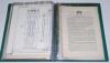 Original Patents. Two green folders containing original cricket patents for cricket bats. The first &lsquo;Cricket Bats 1876-1885&rsquo; and the second &lsquo;Cricket Bats 1886-1895&rsquo; comprising forty eight original printed &lsquo;Provisional Specification&rsquo; patent documents. all - 10