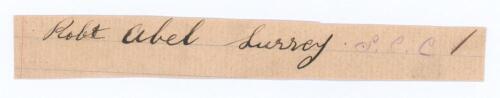 Robert &lsquo;Bobby Abel&rsquo;. Surrey & England 1881-1904. Ink signature of Abel on strip of paper, signed &lsquo;Robt Abel, Surrey, Good condition