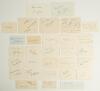 Test and County cricket autographs 1930s-1950s. A good selection of nice signatures, the majority on small white cards. Most are signed individually in ink include Harold Gimblett, Wally Luckes, F.S. Lee, Dai Davies, Cyril Washbrook, Mlcolm Hilton, Willie