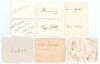 Yorkshire C.C.C. 1920s-1950s. Eight individual signatures of Yorkshire cricketers on plain white cards. Signatures are David Denton, Herbert Sutcliffe, Ken Fiddling, Frank Dennis, Arthur Wood, Percy Holmes, Harry Halliday and Len Hutton. Sold with another