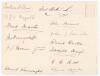 Kent and Yorkshire c.1900. Twenty two excellent signatures in ink, comprising thirteen of Kent players, seven of Yorkshire, and two others, each individually signed in ink to piece, all lightly laid to both sides of a large album page. Kent signatures are