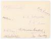 Kent and Yorkshire c.1900. Twenty two excellent signatures in ink, comprising thirteen of Kent players, seven of Yorkshire, and two others, each individually signed in ink to piece, all lightly laid to both sides of a large album page. Kent signatures are - 2