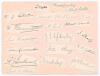Lancashire C.C.C. c.1900. Large album page comprising a total of thirty very nice individual signatures in ink on pieces lightly laid down to both sides. Twenty seven signatures are of Lancashire players of the period. Signatures are William J. Hibbert, L