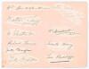 Lancashire C.C.C. c.1900. Large album page comprising a total of thirty very nice individual signatures in ink on pieces lightly laid down to both sides. Twenty seven signatures are of Lancashire players of the period. Signatures are William J. Hibbert, L - 2