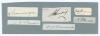 Australian Test players. Selection of six ink signatures of Australian Test cricketers all on paper pieces and laid down to a grey/blue card. Signatures are Herbert Ironmonger, Queensland, Victoria & Australia 1909-1936, William Arras Johnston, Victoria &