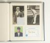 Test cricketers&rsquo; autographs 1920s-1980s. A nicely presented album comprising twenty six signatures of international Test cricketers signed to photographs, postcards, pieces laid to card, cutting images, cards etc. Earlier signatures include an original re - 2