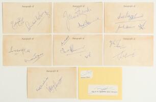 Pakistan tour to England 1962. Sixteen signatures of members of the 1962 Pakistan touring party, nicely signed in blue biro to plain &lsquo;Autograph&rsquo; postcards with two or three signatures to each card. Signatures are Mushtaq Mohammad, A. D&rsquo;Souza, Javed Burki,