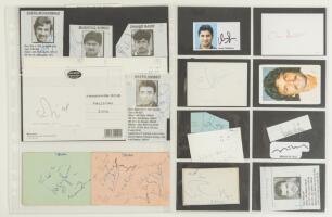 Pakistan 1950s-2010s. A collection of approx. sixty signatures on album pages, cards, cuttings, pieces (some laid down) and the odd photograph. Earlier signatures include Hanif Mohammad, Javed Burki, Munir Malik, Afaq Hussain, Javed Akhtar, Javed Miandad,