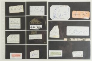 South Africa 1920s onwards. Thirty three signatures on pieces, label, cutting etc. Includes the earlier signatures of Herbie Taylor and Alex &lsquo;Sandy&rsquo; Bell, also Ian Smith, Bacher, Winslow, McLean, Adcock, Cronje, Liebenberg, Ackerman, Donald, Symcox, Rhode