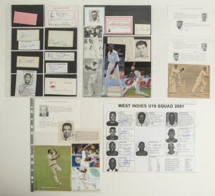 West Indies 1930s onwards. A good selection of over fifty signatures of West Indies players, mainly Test cricketers, on pieces, small cards, cuttings etc. Signatures include Constantine, Cameron, Dewdney, Findlay, Fredericks, Richards, Ramadhin, Scarlett,
