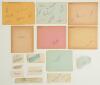 County cricket signatures 1920s-1950s. A collection of album pages and pieces including two Warwickshire pages, one signed by eight the other seven including , M.J.K. Smith, Cartwright, Horner, Townsend, R. Thompson, Bridge, Wolton and Spooner etc. Also a