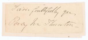 Percy Melville Thornton. Cambridge University, Middlesex etc. 1864-1872. Nice signature of &lsquo;Percy M. Thornton&rsquo; in ink on piece laid to slightly large card. Fold affecting the signature, otherwise in good/ very good condition.