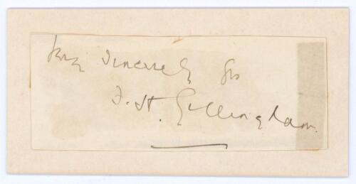 Frank Hay Gillingham. Essex 1903-1928. Excellent signature in ink of &lsquo;F.H. Gillingham&rsquo;, laid to slightly large card. Very good condition.