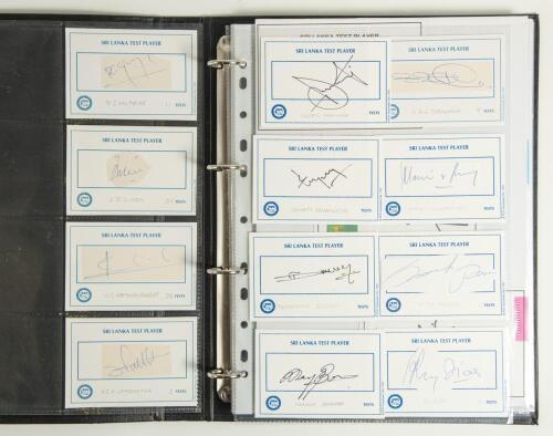 Sri Lanka. A good selection of forty signatures very nicely presented in one black binder. The majority of signatures are signed to &lsquo;Sri Lanka Test Player&rsquo; cards, some on pieces laid down, others to pieces, cuttings and the odd photograph etc., the majori
