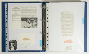 England Test and County signatures. An extensive collection of over two hundred and thirty signatures, mainly English players with the odd overseas including Australian and West Indies, very nicely presented in two binders. The majority are signed to piec