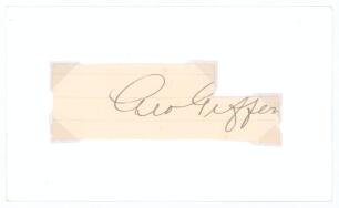 George Giffen. South Australia & Australia 1881-1904. Nice signature in ink on piece loose mounted to white card. The piece clipped to one corner, sadly affecting the signature, otherwise in good condition.