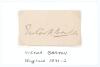 Victor Alexander &lsquo;Vic&rsquo; Barton. Kent, Hampshire & England 1889-1902. Excellent signature in ink of Barton on small piece laid to tightly trimmed card and loose mounted to white card. Very good condition. Rare.