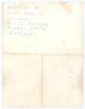 John Berry &lsquo;Jack&rsquo; Hobbs. Surrey & England 1905-1934. Handwritten letter from Hobbs to L. Dentith, a Steward aboard the P.O. R.M.S. Ranpura, and written on Vizianagram Palace, Benares headed paper. Hobbs has handwritten c/o Maharaja Kumar of Vizianagram ab - 2