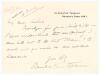 Stanley Christopherson. Kent & England 1883-1890. Single page handwritten letter in ink. Dated 18th June (year unknown), Christopherson writes &lsquo;Please understand that unofficially I am all out to do what I can, & to work with you will be an added pleasure