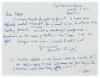 Donald John Knight. Surrey, Oxford University & England, 1911-1937. Single page handwritten letter in ink dated 6th February 1955 from Knight agreeing to meet Jack Sokell of the Wombwell Cricket Lovers&rsquo; Society. Signed &lsquo;Donald Knight&rsquo;. Good/ very good con