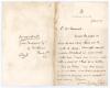 Sir Courtenay Edmund Boyle. Oxford University 1865-1867. Single page folding handwritten letter in ink on 13, Portman Street, London letterhead to a Mr Maxwell, dated 17th July 1871. Boyle is enclosing a &lsquo;paper on Lords Cricket, which I hope will be worth