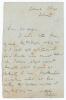 James Douglas. Cambridge University & Middlesex 1892-1913. Single page handwritten letter in ink from Douglas, writing from Dulwich College. Writing to a Mr. Hodgson, Douglas states &lsquo;I had a letter from my uncle Rev. R.H. Douglas asking me if I would writ