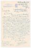 Edward Humphrey Dalrymple Sewell. India, London County, Essex & M.C.C. 1892-1922. An entertaining single page letter handwritten in ink from Sewell to a &lsquo;Mr Hill&rsquo;. Dated 18th June 1946, Sewell is writing from his publisher&rsquo;s office in Fleet Street on M.C.