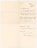 George Ernest Tyldesley. Lancashire & England 1909-1936. Two page folded letter handwritten in ink from Ernest Tyldesley to a Mr. Hunter. Dated 3rd November 1930, Tyldesley is writing to thank the correspondent &lsquo;for your kind letter of sympathy received&rsquo; 