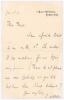 Alfred Lyttleton. Cambridge University, Middlesex & England 1876-1887. Single page letter handwritten in ink by Lyttelton to &lsquo;Dear Bruce&rsquo;, dated 28th January 1890 from his office in London. Replying to a request, presumably to attend a function, Lyttelton