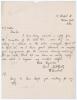 Harold Larwood. Nottinghamshire, Europeans & England 1924-1938. Single page handwritten letter in ink on ruled paper from Larwood to John Webber, Manager of the Sports Department at Harrods. The letter is undated but probably 1927. Larwood is replying to 