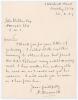 Herbert &lsquo;Bert&rsquo; Strudwick. Surrey & England 1902-1927. Single page handwritten folding letter in ink from Strudwick in London to John Webber, Manager of the Sports Department at Harrods, dated 22nd March 1927. Strudwick is replying to an invitation of empl