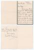 Hon. Lionel Hallam Tennyson. Hampshire & England 1913-1935. Two page folding &lsquo;In Memoriam&rsquo; letter handwritten in ink by Tennyson to &lsquo;Dear Hugh [Pakenham]&rsquo;. Dated 12th December 1916, Tennyson is writing to thank Pakenham for his &lsquo;kind letter of sympathy&rsquo; f