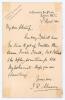 John Richard &lsquo;Jack&rsquo; Mason. Kent & England 1893-1914. Single page handwritten letter in ink from Mason to &lsquo;My dear Shrimp&rsquo; (H.D.G Leveson Gower). Dated 19th March 1903, Mason writes to say he is &lsquo;sorry I shall have no time to get up matches this season [po