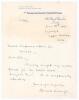 Herbert Sutcliffe. Yorkshire & England 1919-1945. Single page handwritten letter in ink on Yorkshire C.C.C. official letterhead. Dated 18th June 1925, Sutcliffe is writing to the publisher, Messrs Chapman & Hall in London to thank them for &lsquo;Mr Noble&rsquo;s boo