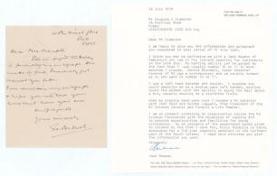 M.C.C. Tour of Australia & New Zealand &lsquo;Bodyline&rsquo; 1932/33. New Zealand leg of the tour. Three handwritten letters to Douglas Crampton (an autograph collector) from Fred Badcock, Jack Newman and Paul Whitelaw, all New Zealand Test cricketers who played ag