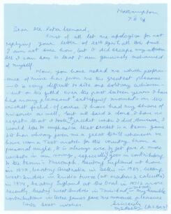 Bishan Singh Bedi. Northern Punjab, Delhi, Northamptonshire & India 1961-1981. Single page handwritten letter from Bishan Bedi to the vendor, dated 7th August 1976. Bedi describes at some length the highlights of his career and his contributions to the su