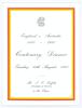 &lsquo;England v. Australia 1880-1980 Centenary Dinner&rsquo; 1980. Official M.C.C. folding menu for the Dinner held at Lord&rsquo;s 26th August 1980. Signed to the centre pages by fourteen attendees. Signatures include Greg Chappell, Colin Ingleby-Mackenzie, Doug Ring, Do