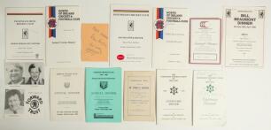 Northern Ireland cricket and other sporting menus 1947-1995. A selection of twelve menus including a folding menu for the &lsquo;Complimentary Dinner in honour of Mr. Sydney F. Jackson&rsquo;, President of the Irish Cricket Union, held at Donegall Place, Belfast, 31s