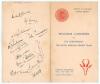 South Africa tour to England 1935. Rare official folding menu card for the &lsquo;Welcome Luncheon to The Springboks. The South African Cricket Team&rsquo; given by the Institute of Journalists, London District, held at the Criterion Restaurant, 26th April 1935. The 