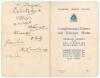 Bodyline. M.C.C. tour to Australia 1932/33. Official folding menu for the &lsquo;Complimentary Dinner and Welcome Home to the Yorkshire Members of the M.C.C. Australian Tour Team, 1932-3&rsquo; given by the Yorkshire Cricket Council, held at the Griffin Hotel, Leeds,