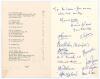 South Africa tour to England 1951. Original menu for the &lsquo;Dinner in honour of the South African Cricket Team in the Harcourt Rooms of the House of Commons&rsquo; held on 26th June 1951. The menu with decorative covers, to inside menu, toasts and guest list incl - 2