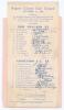 New Zealand XI v Commando XI 1945. Single sheet card war-time programme for the match played at Bognor Cricket Club Ground on the 6th September 1945. The card card with printed details of the team in blue, signed by all the players featured in ink. For Ne
