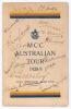 &lsquo;M.C.C. Australian Tour 1928-9&rsquo;. Official &lsquo;Orient Line, R.M.S. Ormonde&rsquo; souvenir brochure with decorative covers, M.C.C. colours to front. To inside pages a real mono photograph of the M.C.C. team laid down to the itinerary page, pen pictures and biograph